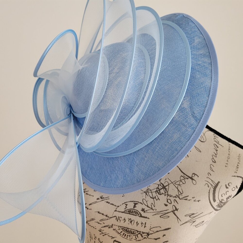 Paris Hand-Made Large Brim Ruffle Organza Hat | Elegant Royal Derby Wedding Hat - Picture 3 of 13